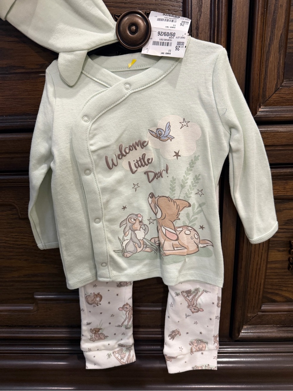 Disney Mint Green Bambi & Thumper Two-Piece Pajama Set with Hat - Picture 2 of 3
